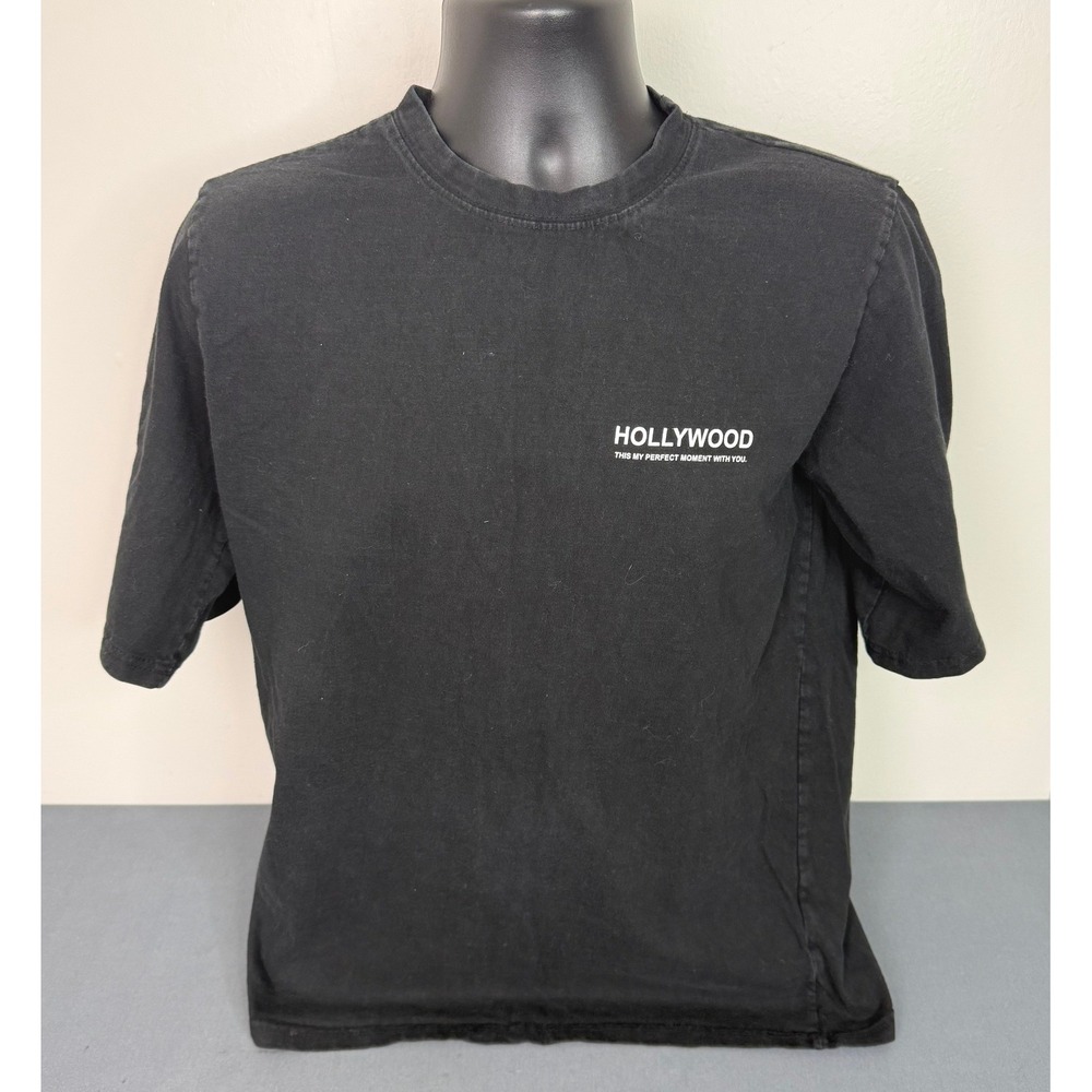 MOS Men's Classic Hollywood Crew Neck Short Sleeve T-Shirt Black Size L